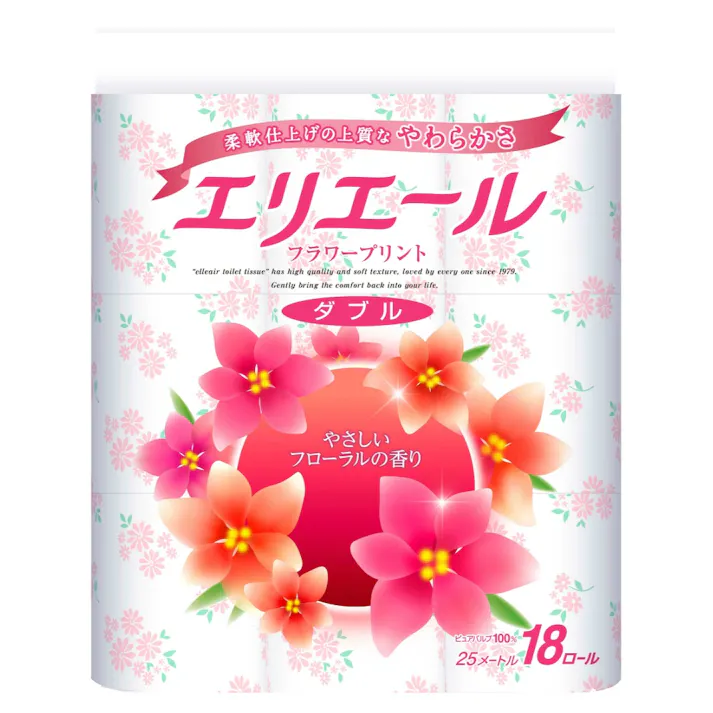 【4点まとめ買い】エリエールフラワープリント18Rダブル × 4点【送料込み】 トイレットペーパー #hrm-4902011700466
