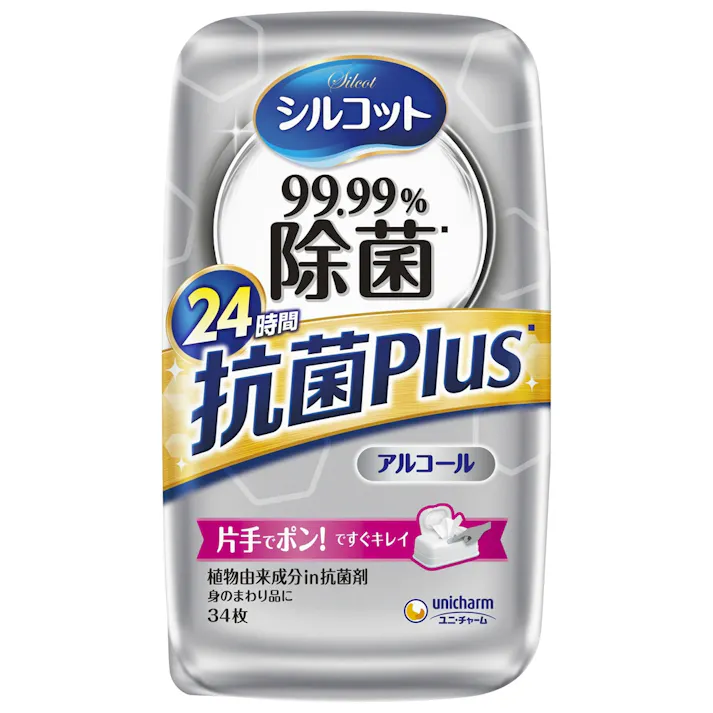 シルコット 99.99% 除菌ウェットティッシュ抗菌Plus本体34枚 ×1点【送料込み】 #hrm-4903111436965