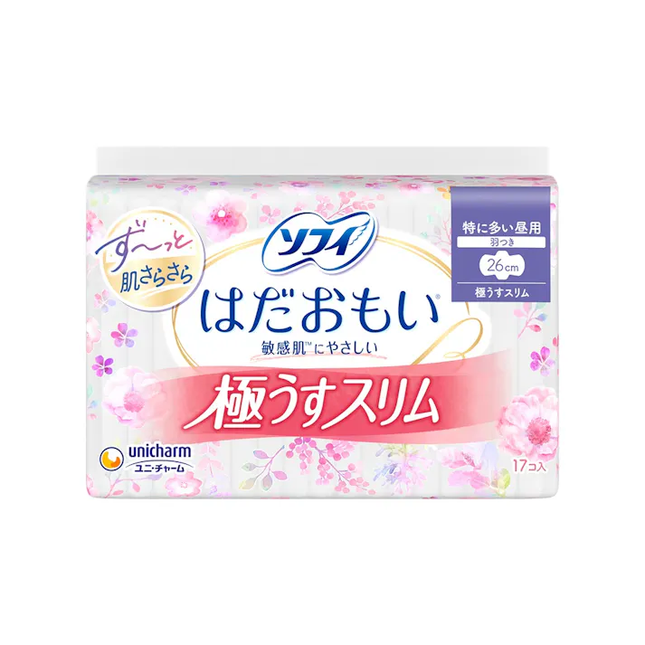 ソフィ はだおもい 極うすスリム 特に多い昼用 羽つき 26cm 17個入 ×1点 生理用ナプキン ユニチャーム【送料込み】 #hrm-4903111362585