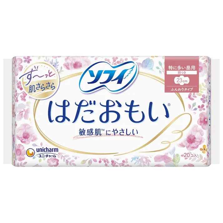 【ケース販売】【18点まとめ買い】ソフィ はだおもい 特に多い昼用 23cm ふんわりタイプ 敏感肌にやさしい 羽つき 20個入 × 18点 生理用ナプキン ユニチャーム【送料込み】 #hrm-4903111363407