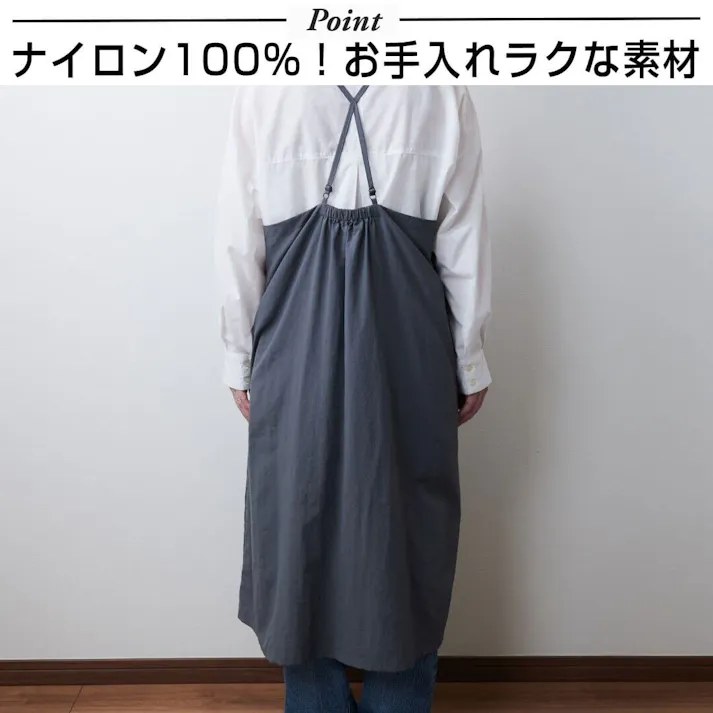 キャミワンピエプロン エプロン キャミソール ワンピース キャミワンピ 肩ひも 調節 おしゃれ プレゼント ギフト 母の日 はっ水 撥水 kurasso クラッソ チャコールグレー