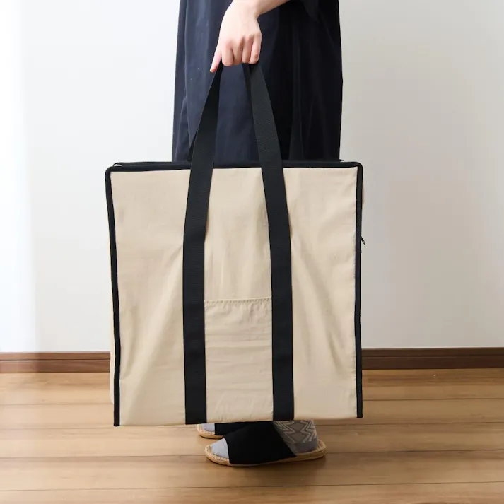 縦にも横にも持てる保冷バッグ 大容量 横持ち 縦持ち コストコ ピザ 寿司 保冷 エコバッグ 買い出し 2WAY 横入れ クラッソ kurasso ベージュ
