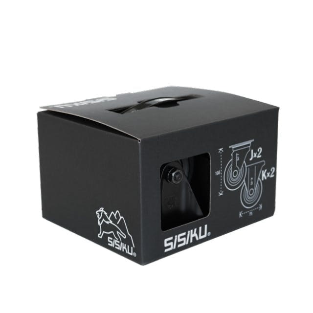 ワンパックキャスタ　ボルトナット付　OPC-BKW75（ゴム車輪75mm自在式２個･固定式２個セット）　シシクアドクライス　台車・ワゴン・棚などのDIY用に