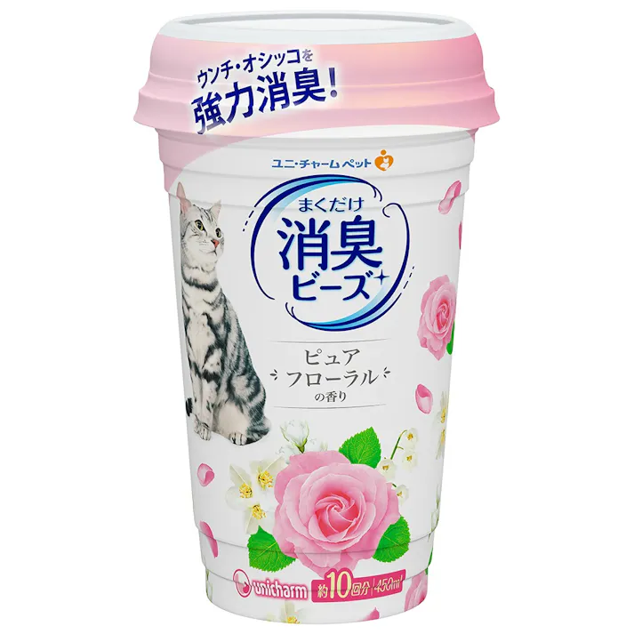 【9点まとめ買い】猫トイレまくだけ香り広がる消臭ビーズピュアフローラルの香り × 9点【送料込み】 #hrm-4520699694084
