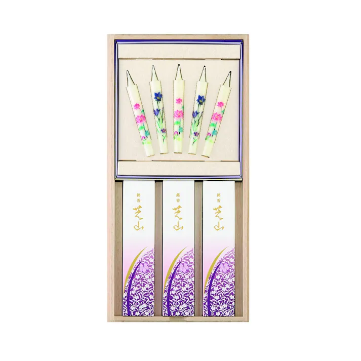 銘香芝山 桐箱絵ろうそく5本セット ×1点【送料込み】 #hrm-4902125650190