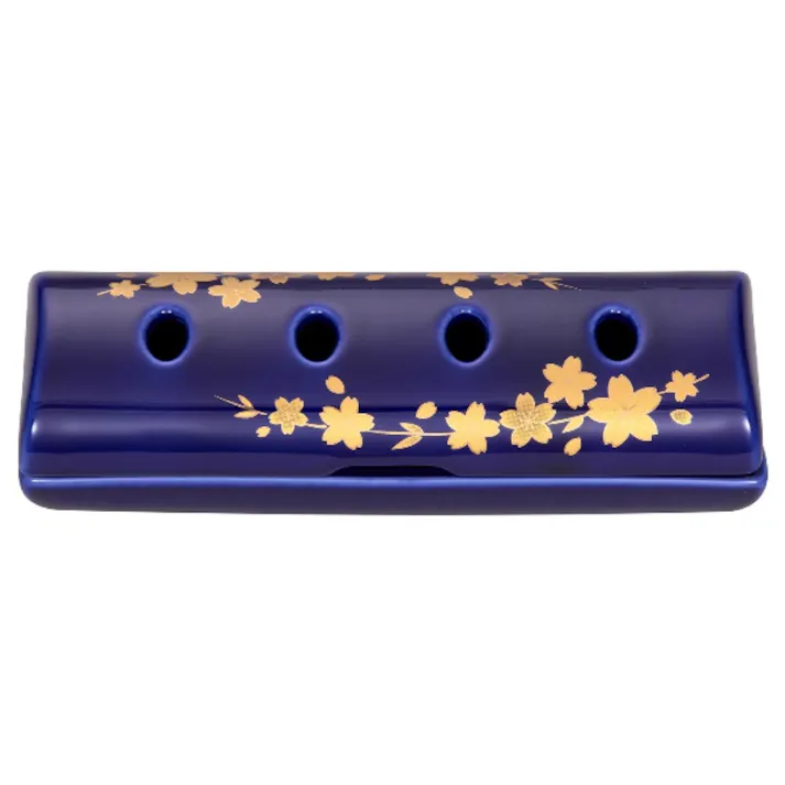 寝かせる線香皿(大)瑠璃に桜 ×1点【送料込み】 #hrm-4902125967663