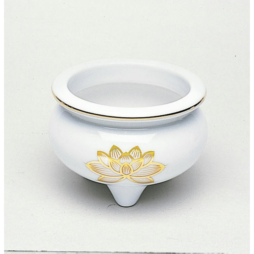 白上金ハス香炉 3.5寸 ×1点 #hrm-4902741200052 神具・仏具 白上金ハス香炉 3.5寸 ×1点 #hrm-4902741200052 神具・仏具