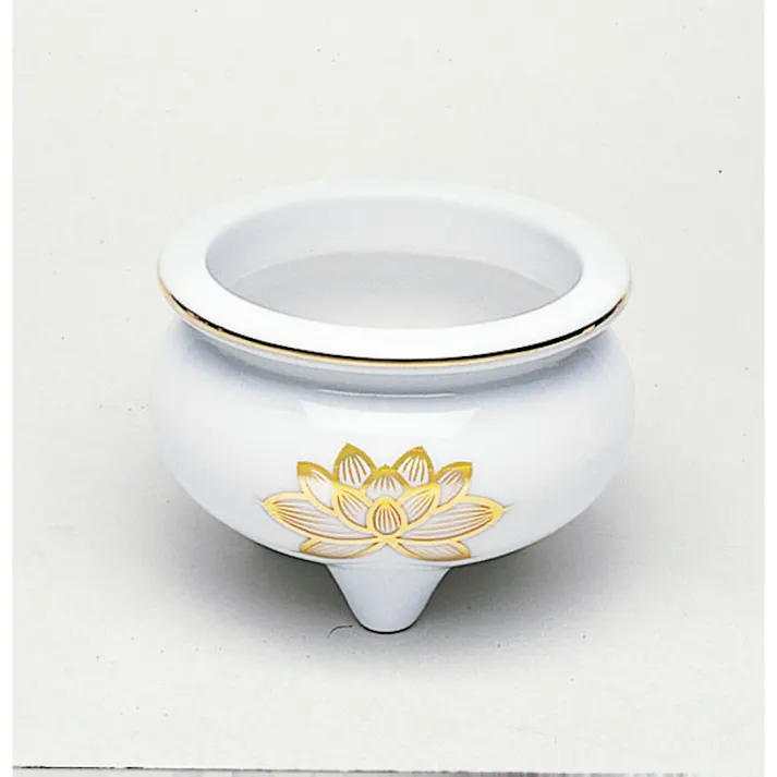 白上金ハス香炉 3.5寸 ×1点【送料込み】 #hrm-4902741200052