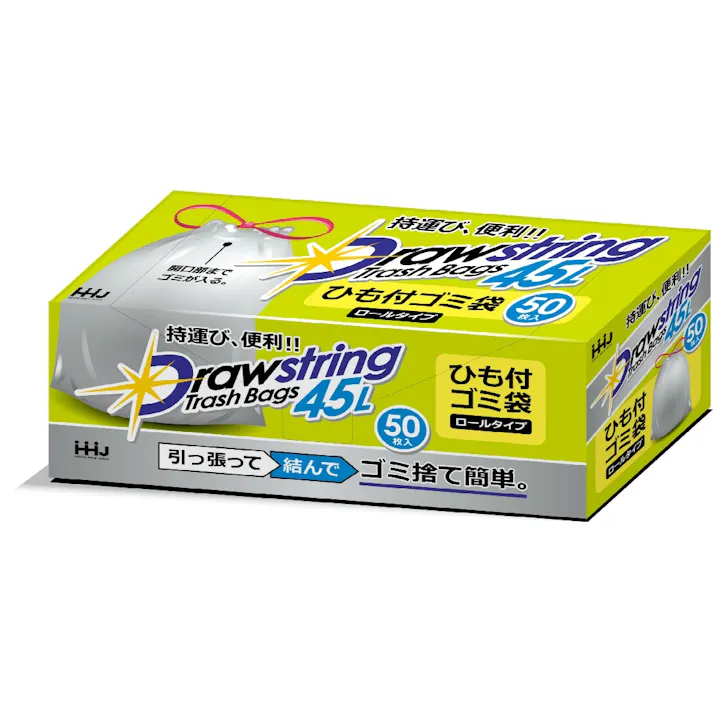 【12点まとめ買い】RD45 紐付きロールゴミ袋 半透明 45L 50枚 × 12点【送料込み】 #hrm-4580287322690