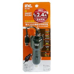 くるまDEチャージ2.4A microUSB+USB電源ポート ブラック TK17SK