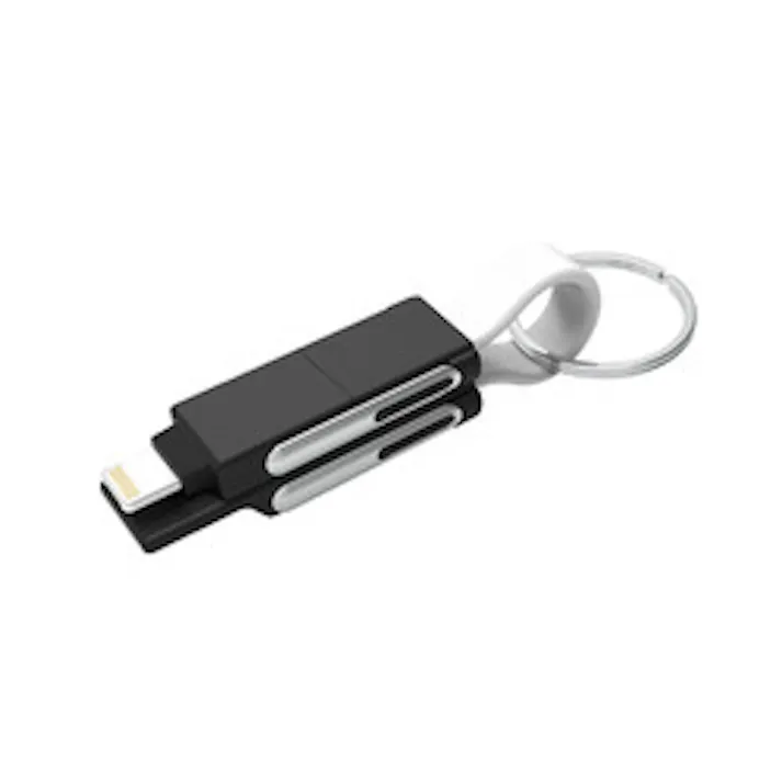 ストラップ型 6in1 通信・充電ケーブル 黒ホワイト