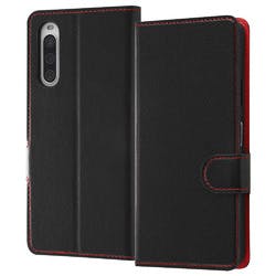 Xperia 10 IV 耐衝撃 手帳 マグ スリープ/ブラック/レッド ケース・ストラップ Xperia 10 IV 耐衝撃 手帳 マグ スリープ/ブラック/レッド ケース・ストラップ