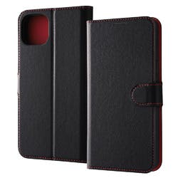 iPhone 15 Plus レザー シンプル マグネット/ブラック/レッド ケース・ストラップ iPhone 15 Plus レザー シンプル マグネット/ブラック/レッド ケース・ストラップ