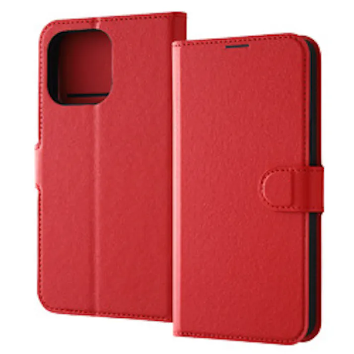 iPhone 15 Pro Max レザー シンプル マグネット/レッド