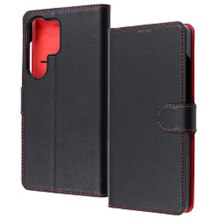 Galaxy S25 Ultra LS マグベルト シンプル 手帳型レザーケース/BK_RD