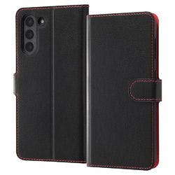 Galaxy S21 5G 耐衝撃 手帳 シンプル マグネット/ブラック/レッド ケース・ストラップ Galaxy S21 5G 耐衝撃 手帳 シンプル マグネット/ブラック/レッド ケース・ストラップ
