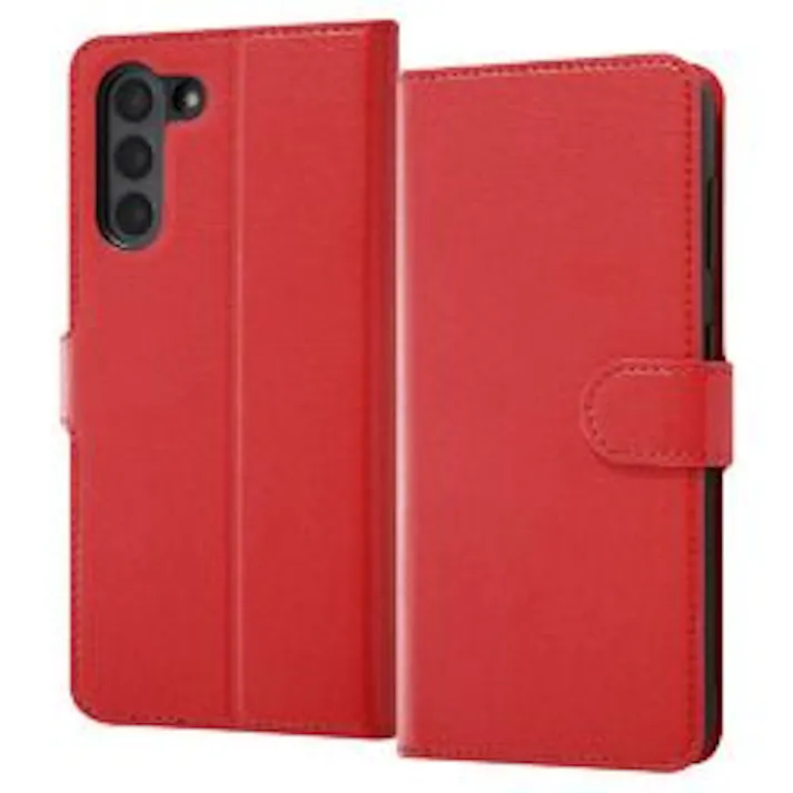 Galaxy S21 5G 耐衝撃 手帳 シンプル マグネット/レッド