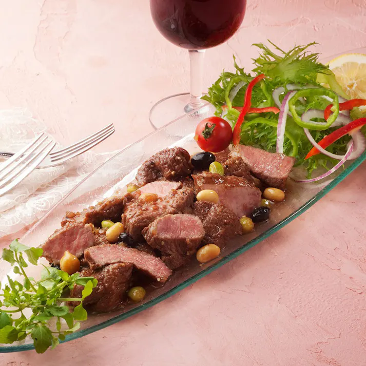 【冷凍】兵庫 神戸肉バル「バルティロ」 赤ワインに漬け込んだひとくちステーキ 150g×5 送料込み 食品 #3650067