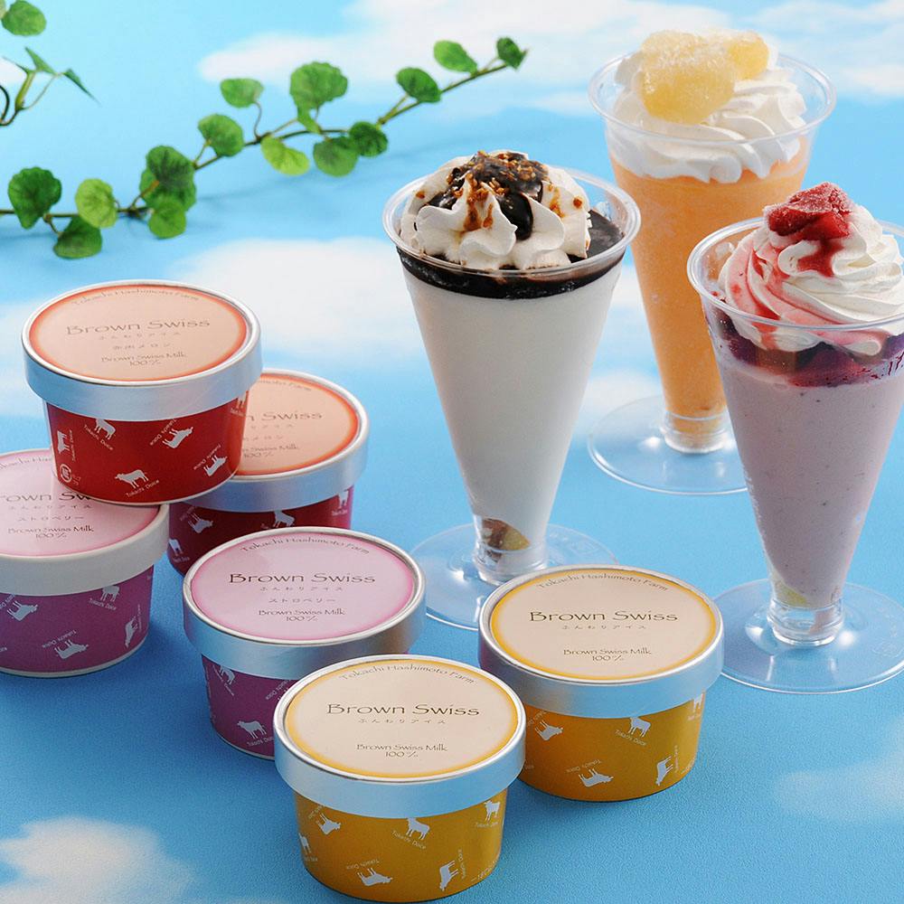 冷凍】北海道 「十勝ドルチェ」 ブラウンスイスアイス＆十勝パフェ（×2