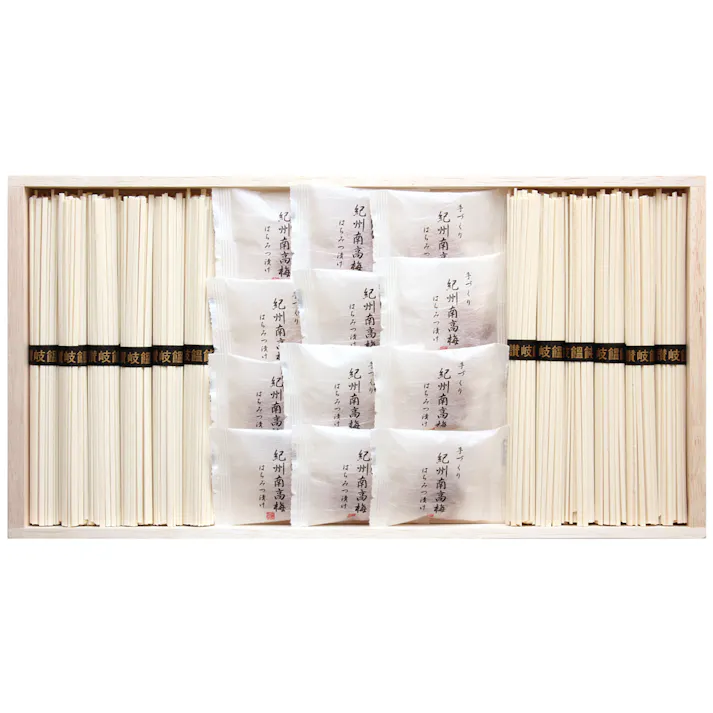 【常温】紀州南高梅はちみつ漬け(12個)・讃岐うどん(50g×12束) 詰合せ 送料込み 食品 #7760124