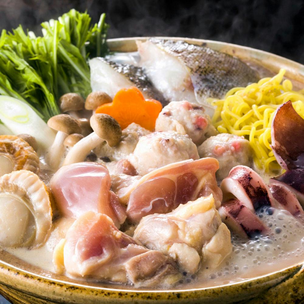 冷凍】北海道 鶏塩ちゃんこ鍋 (鶏もも肉・ボイル帆立・たこ入つみれ