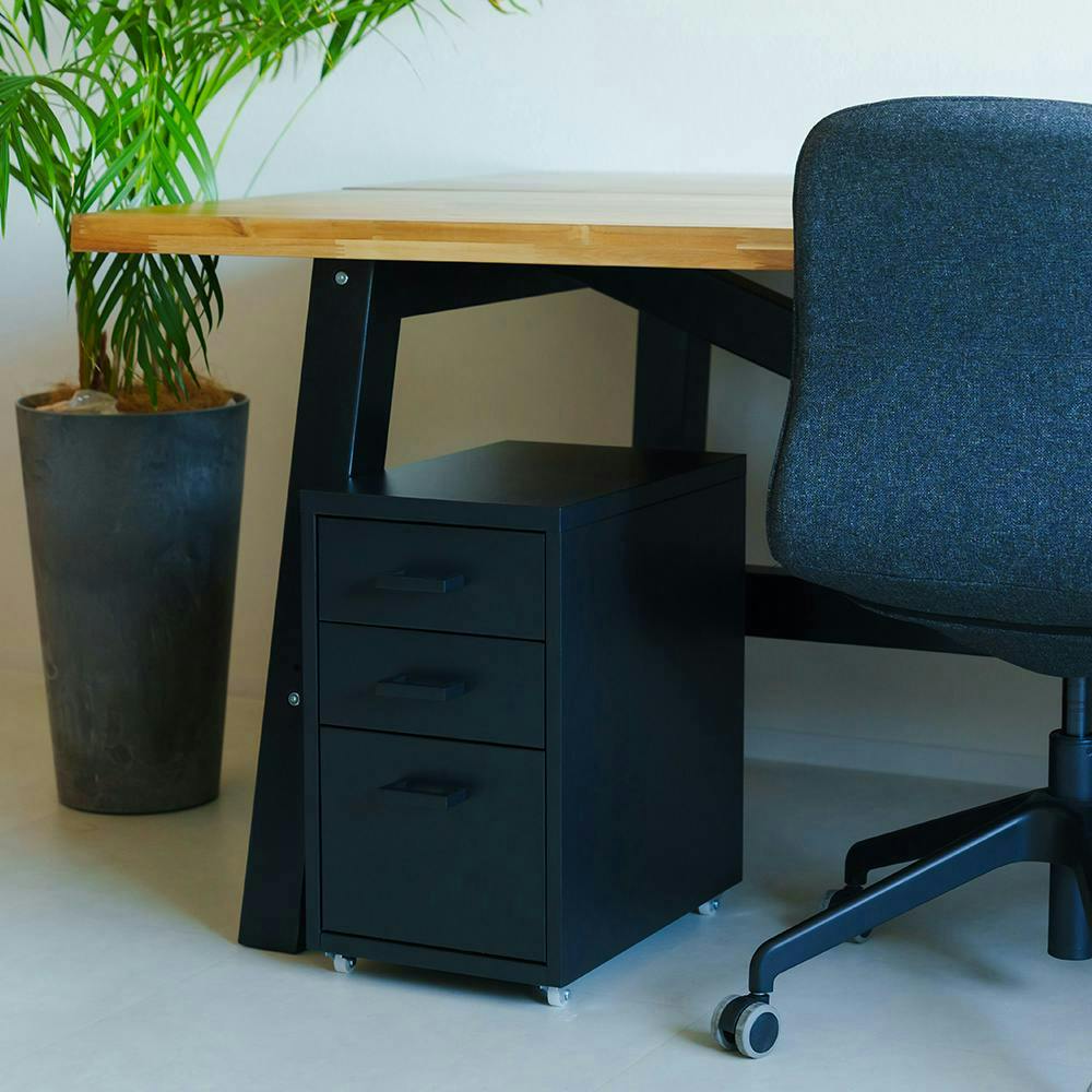 くらしのストレージワゴン3段(ブラック/黒)】 幅28×奥行44.5×高さ48cm