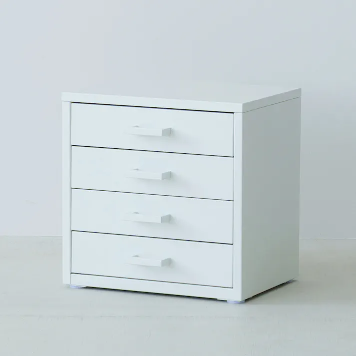 【くらしのストレージボックス4段(ホワイト/白)】 幅35×奥行29.5×高さ35cm オフィス 卓上 収納 スチール 引出し 小物入れ オーガナイザー 収納 引出し モダン インテリア 事務所 会議室 書類収納 おしゃれ デスク収納 文房具収納 組立品