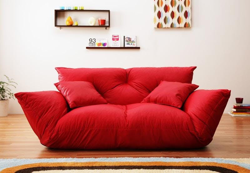 フロアカウチソファ Burg バーグ 2P 【レッド】 おしゃれなソファ