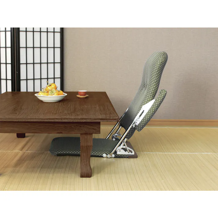 日本製 和風 折りたたみ 肘付き 座椅子 和風折りたたみ肘付き座椅子 グリーン<いこい> 送料込み #flife-4524167000810