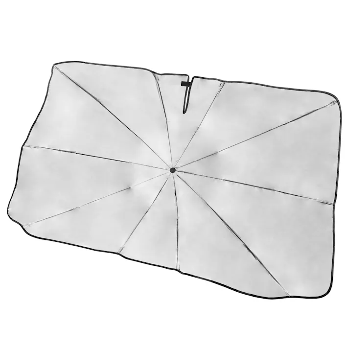 グラスファイバー 車用 傘型 サンシェード 軽自動車用 簡単 傘式 専用袋付き バックミラー露出 擦り傷防止の曲がるハンドル 送料込み #flife-4562350998711