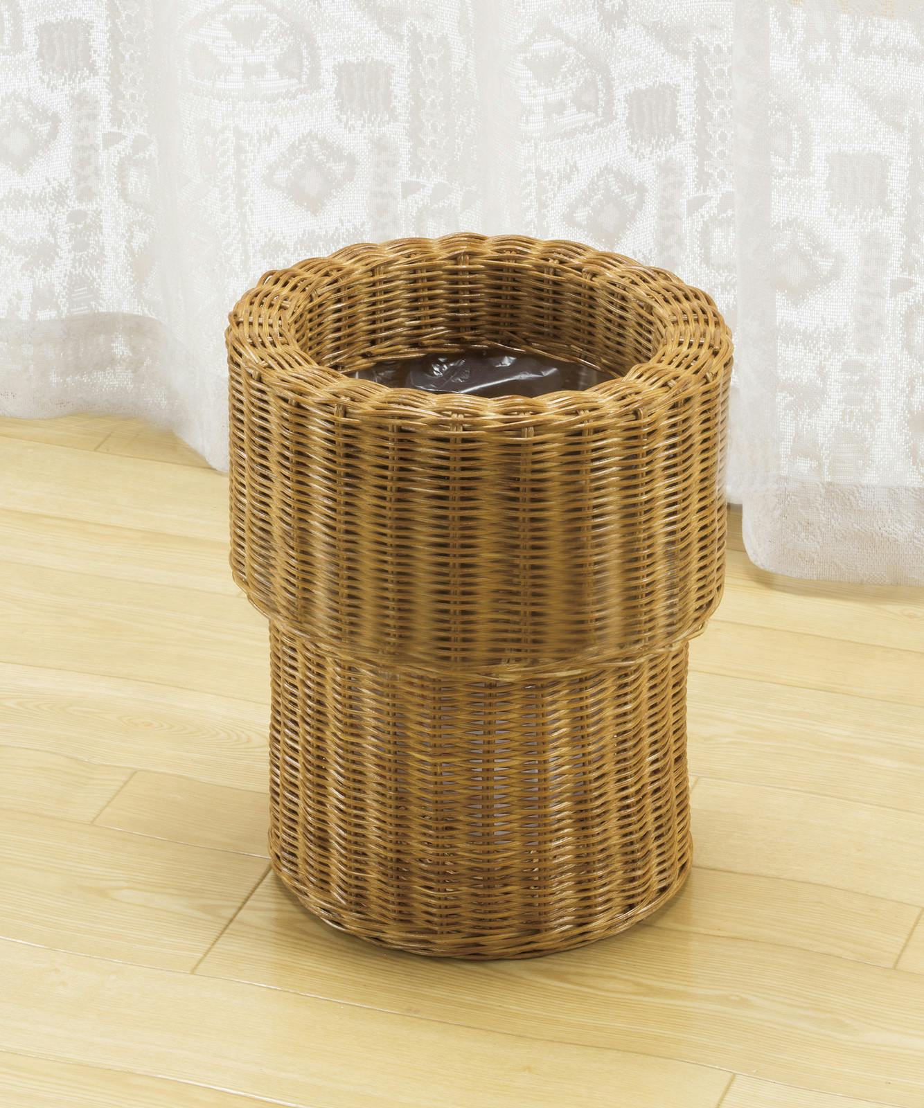 ラタン　カバー付きダストボックス ラタンカバー付き ダストボックス ラタンカバー付き 籐製 ごみ箱