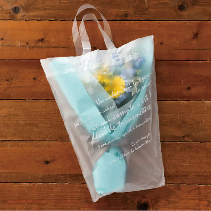 ヘッズ 袋-PE-ハンドル付 W450(250)×H500mm バケツ型フロストバッグ-LL(20枚) HEADS BKF-1LLB