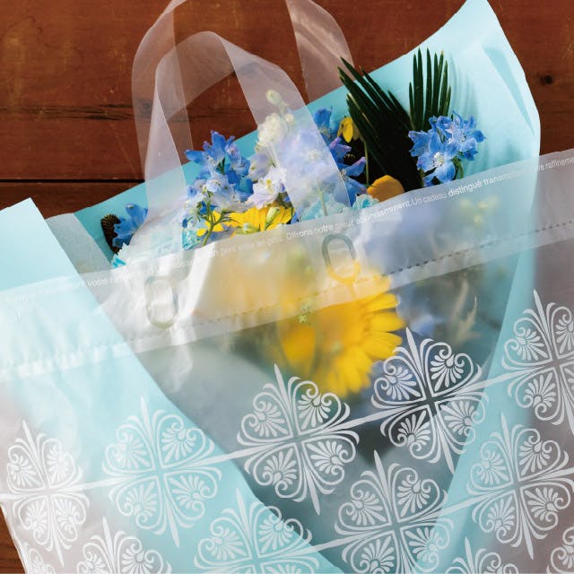 ヘッズ 袋－PE－ハンドル付 W450(250)×H500mm クラシックフロスト