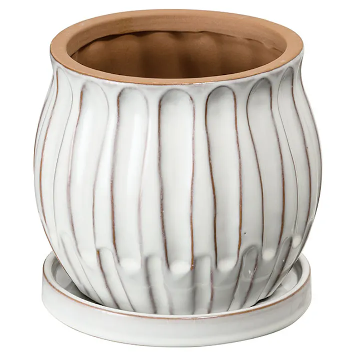 ヘッズ 雑貨-フラワーベース 直径170(115)×H150mm 受皿:直径155×H20mm ハンドメイドアートフラワーポット-32(1個) HEADS HNP-FPO32