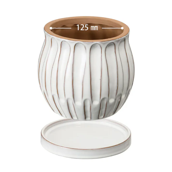 ヘッズ 雑貨-フラワーベース 直径170(115)×H150mm 受皿:直径155×H20mm ハンドメイドアートフラワーポット-32(1個) HEADS HNP-FPO32