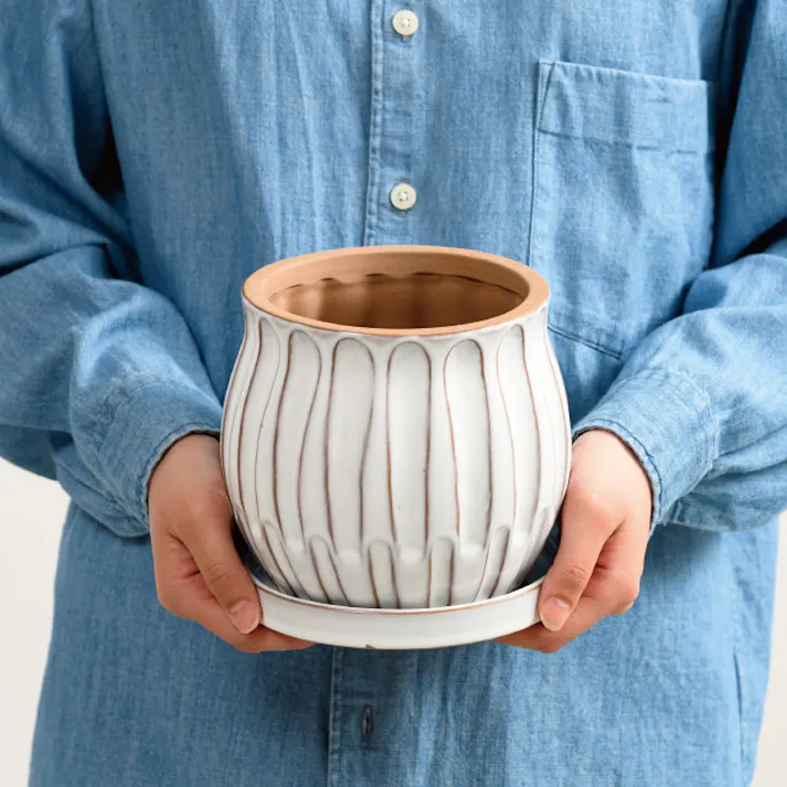 ヘッズ 雑貨-フラワーベース 直径170(115)×H150mm 受皿:直径155×H20mm ハンドメイドアートフラワーポット-32(1個) HEADS HNP-FPO32