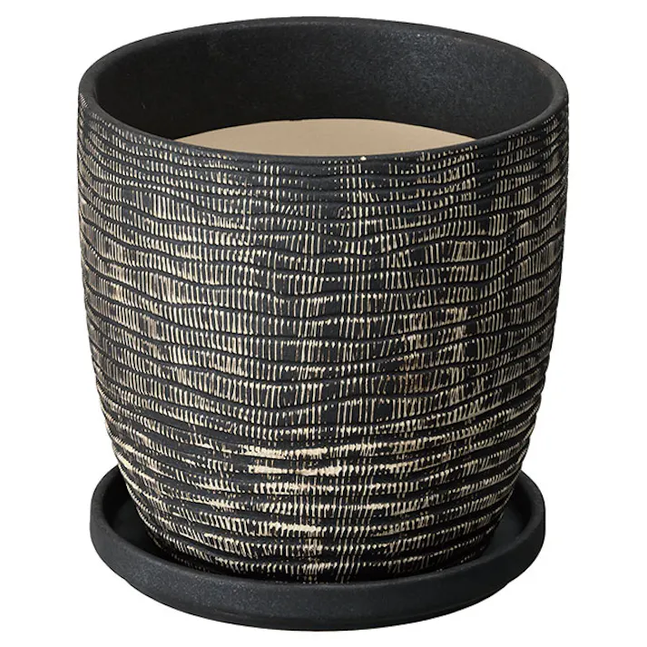 ヘッズ 雑貨-フラワーベース 直径155(110)×H150mm 受皿:直径145×H20mm ハンドメイドアートフラワーポット-40(1個) HEADS HNP-FPO40