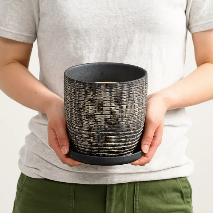 ヘッズ 雑貨-フラワーベース 直径155(110)×H150mm 受皿:直径145×H20mm ハンドメイドアートフラワーポット-40(1個) HEADS HNP-FPO40