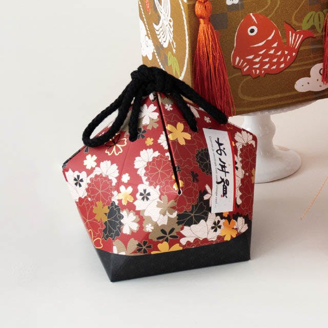 ヘッズ BOX－紙 W125(90)×D125(90)×H110mm 和風ギフトボックス巾着