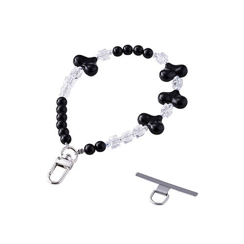 ハンドストラップビーズ 甘すぎないブラックのハートとビーズ ほどよい大人っぽさ スマートフォンアクセサリ ハンドストラップビーズ 甘すぎないブラックのハートとビーズ ほどよい大人っぽさ スマートフォンアクセサリ