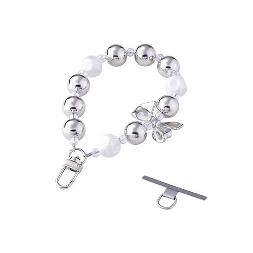 ハンドストラップビーズ 存在感たっぷりのころんと丸い大玉ビーズ シルバー スマートフォンアクセサリ ハンドストラップビーズ 存在感たっぷりのころんと丸い大玉ビーズ シルバー スマートフォンアクセサリ