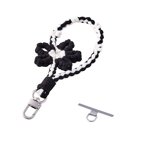 ハンドストラップ編み物/花 軽いつけ心地で手元の負担を感じにくい ブラック スマートフォンアクセサリ ハンドストラップ編み物/花 軽いつけ心地で手元の負担を感じにくい ブラック スマートフォンアクセサリ