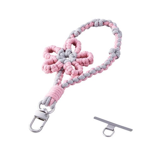 ハンドストラップ編み物/花 軽いつけ心地で手元の負担を感じにくい ピンク スマートフォンアクセサリ ハンドストラップ編み物/花 軽いつけ心地で手元の負担を感じにくい ピンク スマートフォンアクセサリ