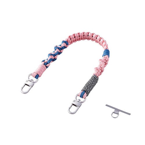 ハンドストラップ編み物 ひとつひとつ丁寧に手作りした温かみのある編み模様 ピンク スマートフォンアクセサリ