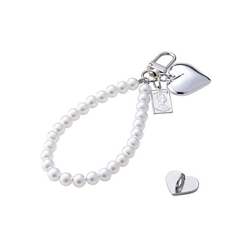チャームストラップビーズ ホワイト エレガントなパールビーズの上品な輝き スマートフォンアクセサリ チャームストラップビーズ ホワイト エレガントなパールビーズの上品な輝き スマートフォンアクセサリ
