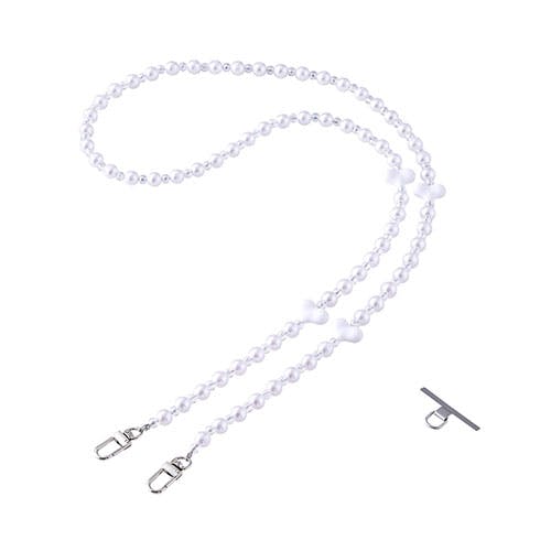 ショルダーストラップビーズ ひと目で心ときめく上品な甘さのハートモチーフ ホワイト スマートフォンアクセサリ