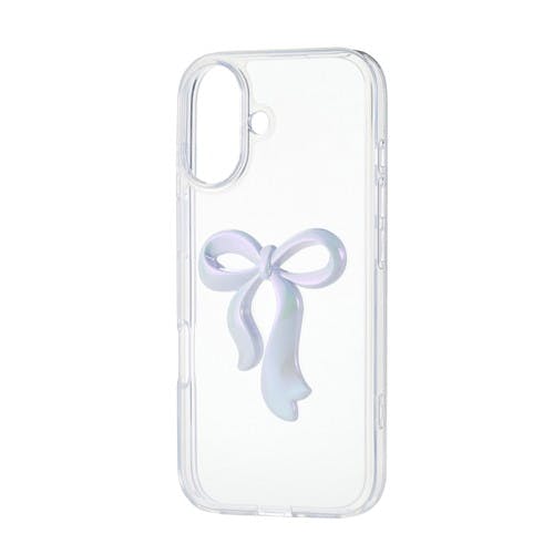 iPhone 17 ケース ハイブリッド 衝撃吸収 リボンデザイン パール白 ケース・ストラップ iPhone 17 ケース ハイブリッド 衝撃吸収 リボンデザイン パール白 ケース・ストラップ