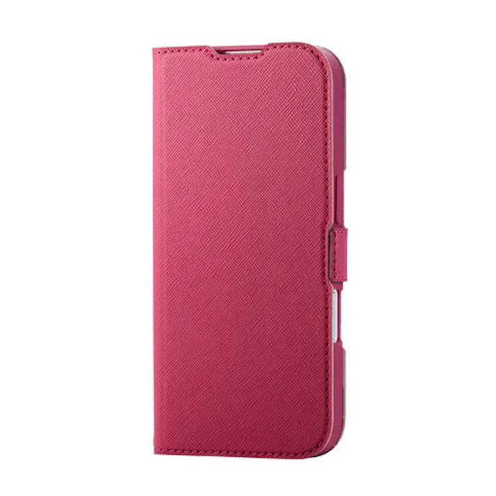 iPhone 17 ケース レザー 手帳型 マグネット 超軽量 花柄 ディープ桃色
