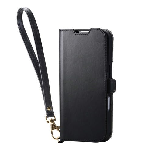 iPhone 17 ケース レザー 手帳型 マグネット ハンドストラップ付 黒 ケース・ストラップ iPhone 17 ケース レザー 手帳型 マグネット ハンドストラップ付 黒 ケース・ストラップ