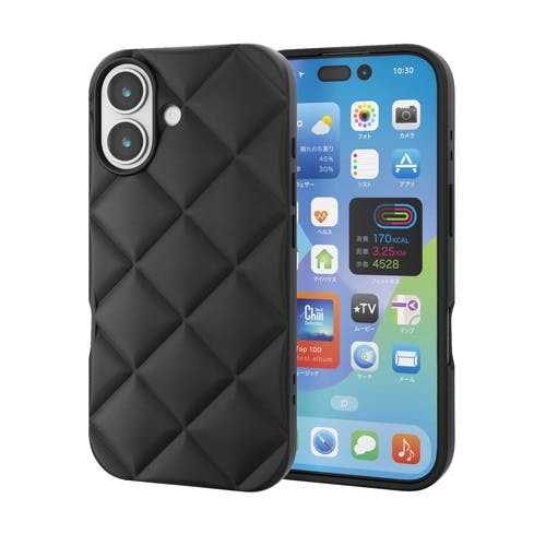 iPhone 17 ケース ソフト 衝撃吸収 キルティング風デザイン 黒 ケース・ストラップ iPhone 17 ケース ソフト 衝撃吸収 キルティング風デザイン 黒 ケース・ストラップ